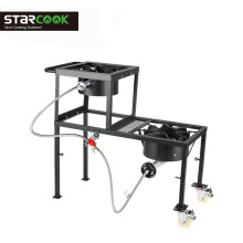 New model camp stove  with two levels /two burners gas cooker cart